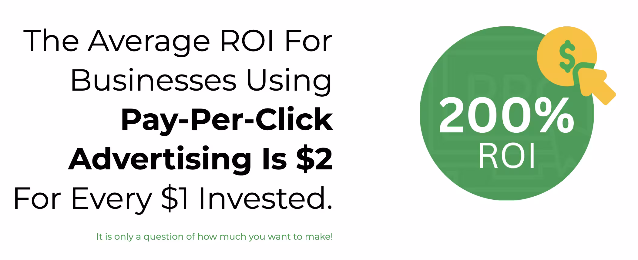 Stat graphic: pay-per-click advertising returns an average of $2 for every $1 invested